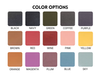 Color swatches labeled with color names on a white background