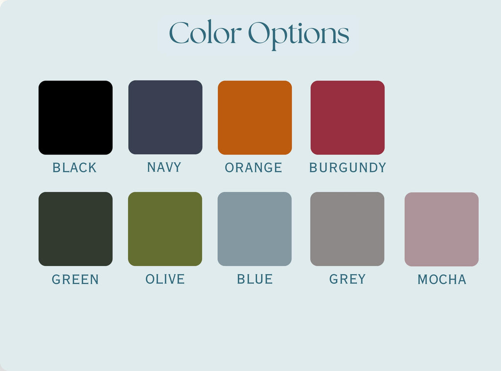 Color swatches labeled with names on a light gray background